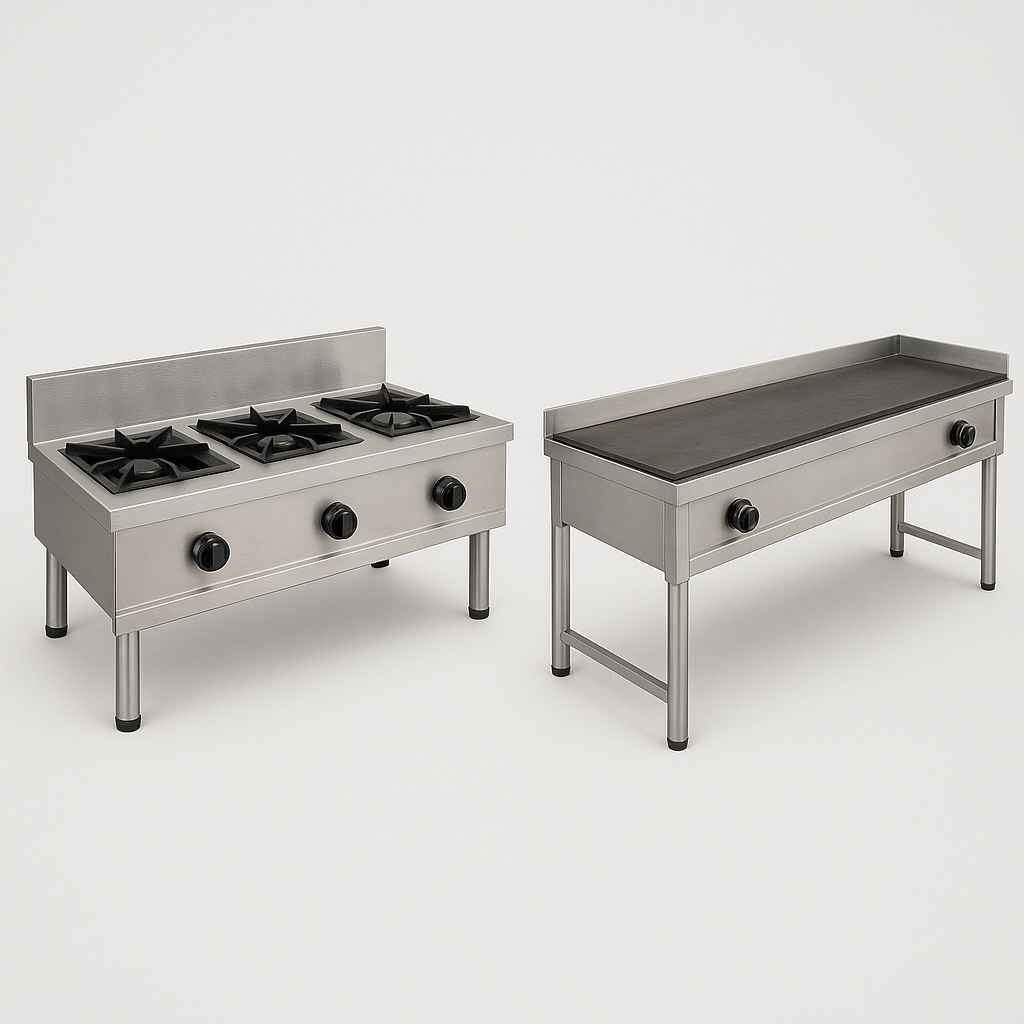 Pic shows SS commercial 1,2,3, and 4 burner stove bhatti, dosa stove bhatti, chinese stove bhatti manufacturer in Indore.