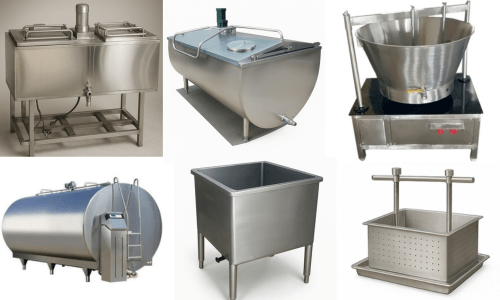 Pic shows SS 300-500-1000 Litre BMC, milk khoya-mawa making machine, paneer Sacha, milk dumping tank manufacturer Indore.