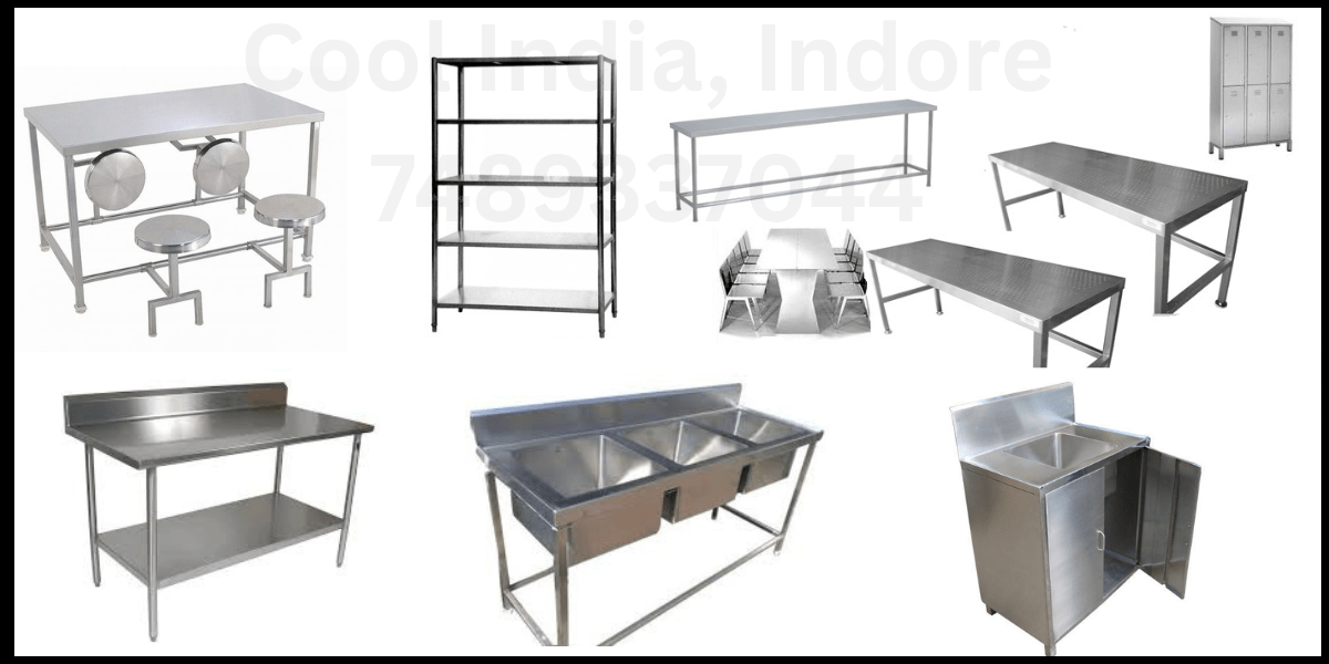 It is SS tables, benches, racks, and sinks that are used for working and servicing purposes in hotels, restaurants kitchens.